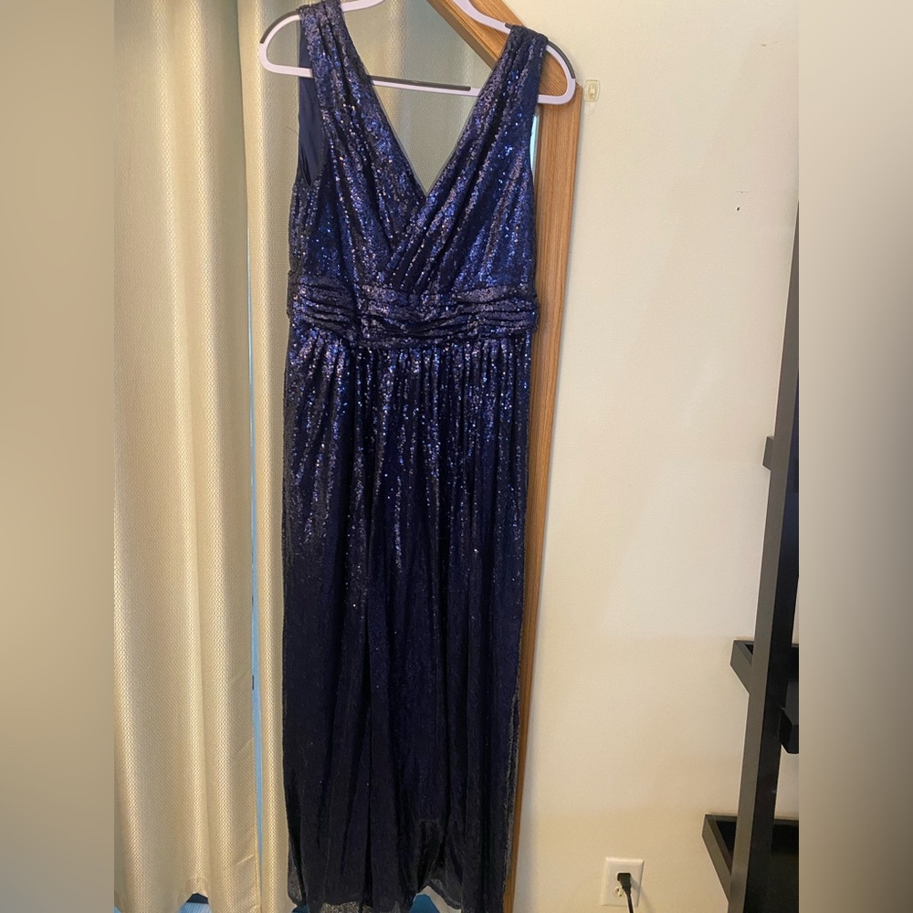 Kate Kasin size 16 navy sequin gown worn once.